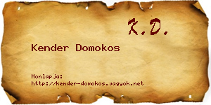 Kender Domokos névjegykártya